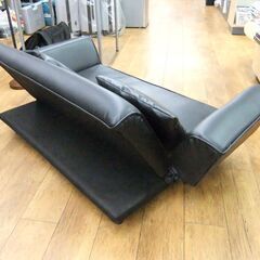 ソファベッド 二人掛け リクライニング ブラック ソファー クッション付き ローソファ 札幌市 厚別区の画像