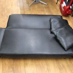 ソファベッド 二人掛け リクライニング ブラック ソファー クッション付き ローソファ 札幌市 厚別区の画像