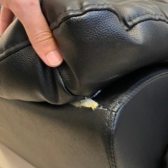 ニトリ　レザー　ブラックソファの画像