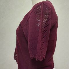 サマーニット　すかし編み　えんじ色①の画像