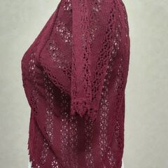 サマーニット　すかし編み　えんじ色②の画像