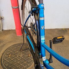 J1112【リユースのサカイ柏店】　asahi　アサヒサイクル　シティサイクル　offiche　ブルー　ダイナモライト　27インチ　★店頭にて試乗可★ 簡易クリーニング済　　 中古自転車 　流山市  松戸市 我孫子市 鎌ヶ谷市 船橋市 守谷市 取手市　の画像