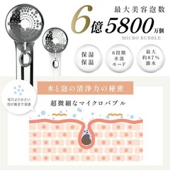 【新品未使用】マイクロナノバブル シャワーヘッド 節水 手元止水 高水圧 美髪 美肌ケア 6段階切り替えの画像