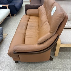 リユースのサカイ東金店　ニトリ３人掛けソファー　茶色　TJ13393の画像