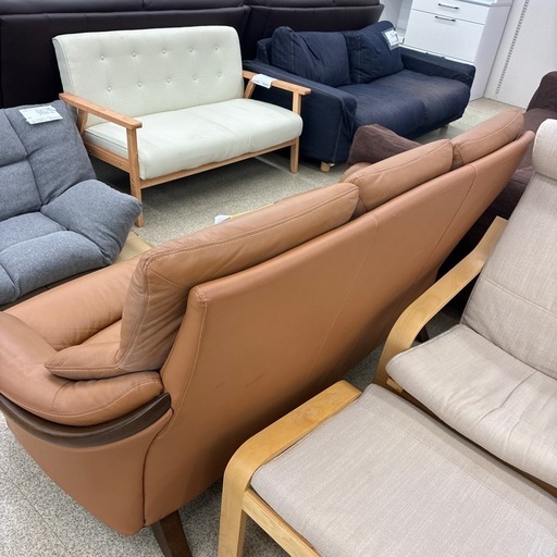 リユースのサカイ東金店　ニトリ３人掛けソファー　茶色　TJ13393