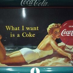 Coca-Cola ブリキ 長方形トレイ 幅38cm グリーン アメリカン雑貨 コカ・コーラ トレイ インテリア雑貨 プレート 飲食店 ガレージ 札幌市東区 新道東店の画像