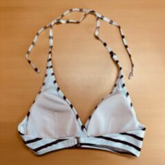 タンクトップ付き セパレートボーダー水着（ホワイト/ブラック）Lサイズの画像