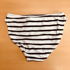 タンクトップ付き セパレートボーダー水着（ホワイト/ブラック）Lサイズの画像