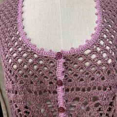 手編み！透かし編みベストカーディガンチュニック a vest; cardigan　hand knittingの画像