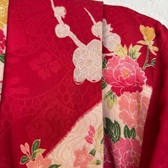 中古◆子ども着物◆昭和レトロ◆子ども女の子◆赤◆の画像