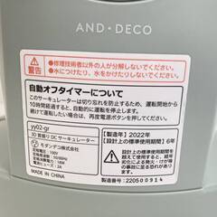 JT604 MODERN DEKO yy02-gr ANDDECO アンドデコ 3D首振り DCサーキュレーター 2022製 ミストグリーン リモコン欠品 通電動作確認 現状品 現地引き取りのみの画像