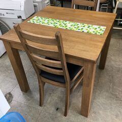 大川家具　2人掛けダイニングセット　ガラスタイル付きの画像
