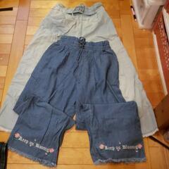 ワイドパンツ2枚組　夏用(古着)の画像