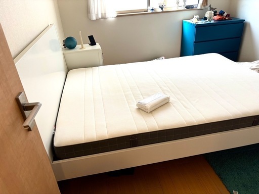 7/29まで】IKEA ダブルベッド（MORGEDALマットレス付）＋未使用
