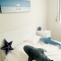 【7/29まで】IKEA ダブルベッド（MORGEDALマットレス付）＋未使用シーツ付きの画像