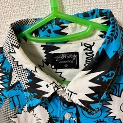 ステューシー古着 吹き出し総柄 シャツSサイズ  の画像