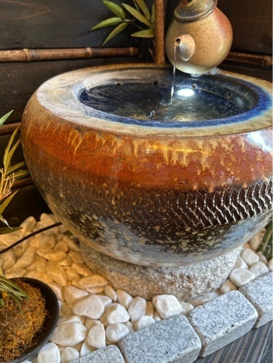 つくばい式 手水鉢 陶器製 台湾陶器 インテリア