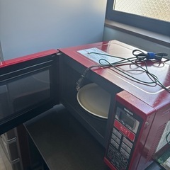 中古　動作確認済　電子レンジ　赤の画像