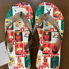 97：PLAYBOY　ビーチサンダル　未使用　Mサイズ　黒　サンダル　草履の画像