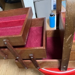 大きめの裁縫箱　木製の画像