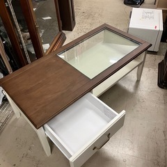 I2507-551 ニトリ センターテーブル コルテ105 ガラス天板有り 引き出し収納付き 中古の画像