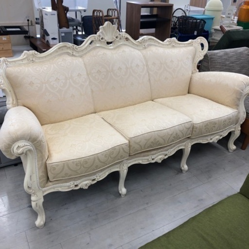 【美品】ソファ　アイボリー　ファブリック　2人掛け 美品】二人がけ 2人掛け ファブリックソファー アイボリー色