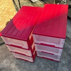 プラスチックケース　3段　収納ケース　収納ボックス　衣類収納　キャスター付き　【2個あります】【一個の価格】の画像