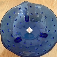 【未使用】藍工房　手作りがらす　ペアグラス＆盛り鉢セットの画像