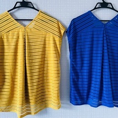 レディース Mサイズ カットソー　2枚セット（青&黄）の画像
