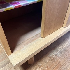 木製の靴箱　スライド扉　ナチュラルカラー　W90×T96cm 玄関収納　げた箱の画像