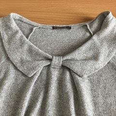 レディース　半袖ニット　かわいいリボン風襟の画像