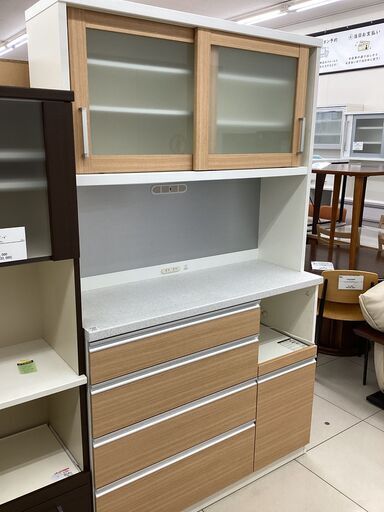 レンジボード共和産業スライド扉変色有・引き出し上の板釘外れて