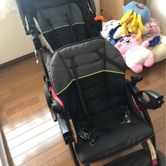 【受渡者決定】2人乗りベビーカー(レインカバー有)の画像