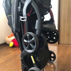 【受渡者決定】2人乗りベビーカー(レインカバー有)の画像