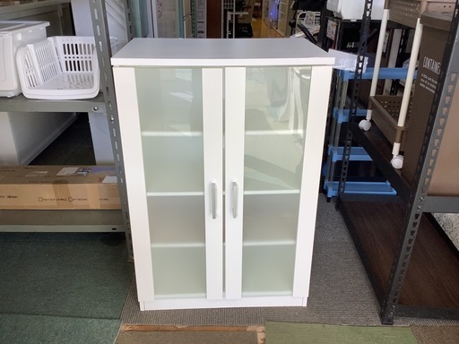 リサイクルサービス八光】幅139.5cm エナメルホワイト 大型食器棚
