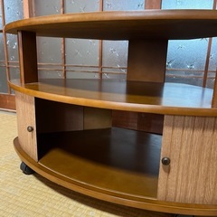 コーナーテレビ台　60cm角　ブラウン　キャスター付き　木製　の画像