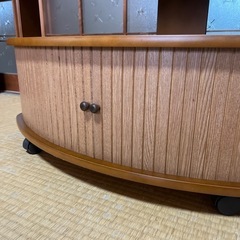コーナーテレビ台　60cm角　ブラウン　キャスター付き　木製　の画像