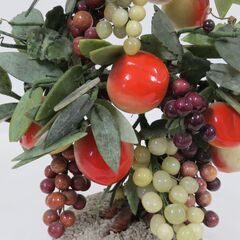 置物 廣州工芸品 GUANGZHOU 石細工 天然石 葡萄 桃 盆栽 植木 台座付き 幅33cm×奥行18cm×高さ55cm の画像