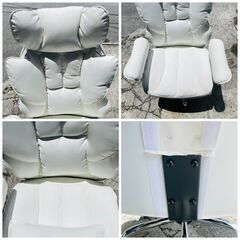 【❗️✨ホワイト×極厚クッション✨❗️】フットレスト付きゲーミングチェア長時間作業に最適✨簡易清掃済み❗️の画像