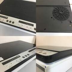 🍀【稼働美品】アイリスオーヤマ 2口 IHコンロ IHクッキングヒーター 1400W 100V 専用台「白」付  IHK-W12Bの画像