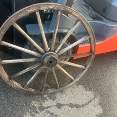 大八車　ガーデンアイテム　車輪　ジャンクガーデンにの画像
