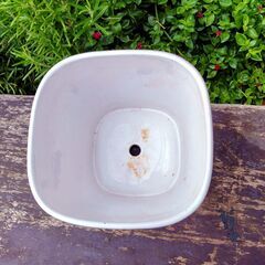 flower pot　曲線を描く波柄　つやはだ　陶器　植木鉢　高さ１８ｃｍ　スクエア　中古の画像