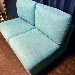 2人掛けソファ　ソファ　【美品】　水色の画像