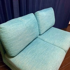 2人掛けソファ　ソファ　【美品】　水色の画像