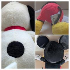 ミッキーマウス&スヌーピーのぬいぐるみ2個セットの画像