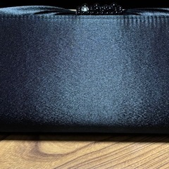 🎶　ブラックビーズ　サテン風クラッチバック　ショルダーチェーン付き　🎶の画像