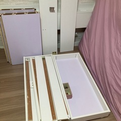 ダブルベッド＋マットレスセット　コンセント4口&引き出し付きの画像
