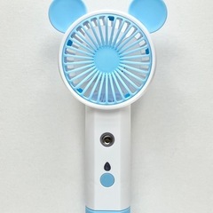 新品 ミニハンディファン 携帯扇風機 卓上 ミスト機能付き USB充電式 青①
  の画像