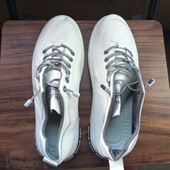 新品 25.5cm メンズ スニーカー ホワイト 厚底 シューズ 普段着  識別番号:【N182-S】の画像