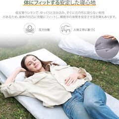 SynthoSpace 車中泊 ごろ寝マット 28D コット 防水加工 防菌防臭 滑り止め 低反発マットレス 体圧分散 厚み5cm お昼寝マット 折り畳み バックル 丸めて収納 来客用布団 コット テント泊 ソロキャン 防災用 180*68*5CM 枕付属なしの画像